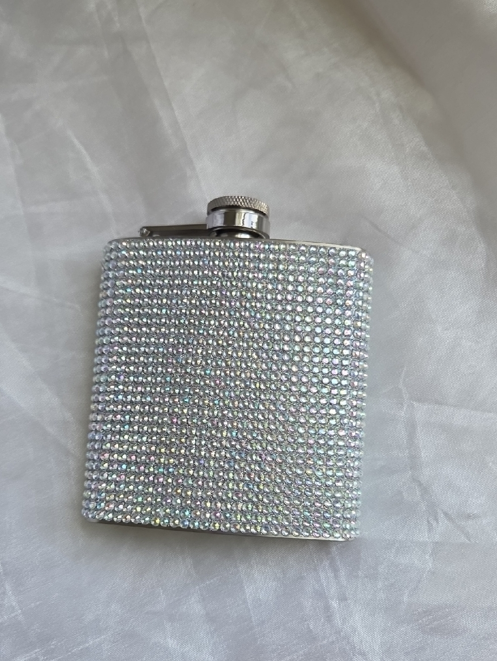 Rhinestone Crystal Hip Flask - Silver Sparkle